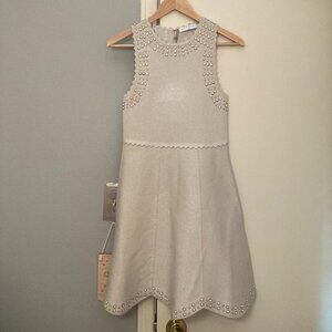 NWT Sandro Ariane dress, metallic silver and cream, sz. M